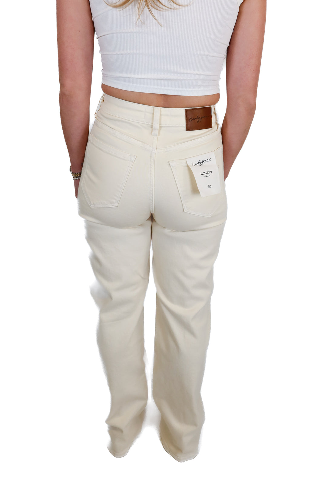 Carly Jean Cream Wide leg denim jeans NWT (3)