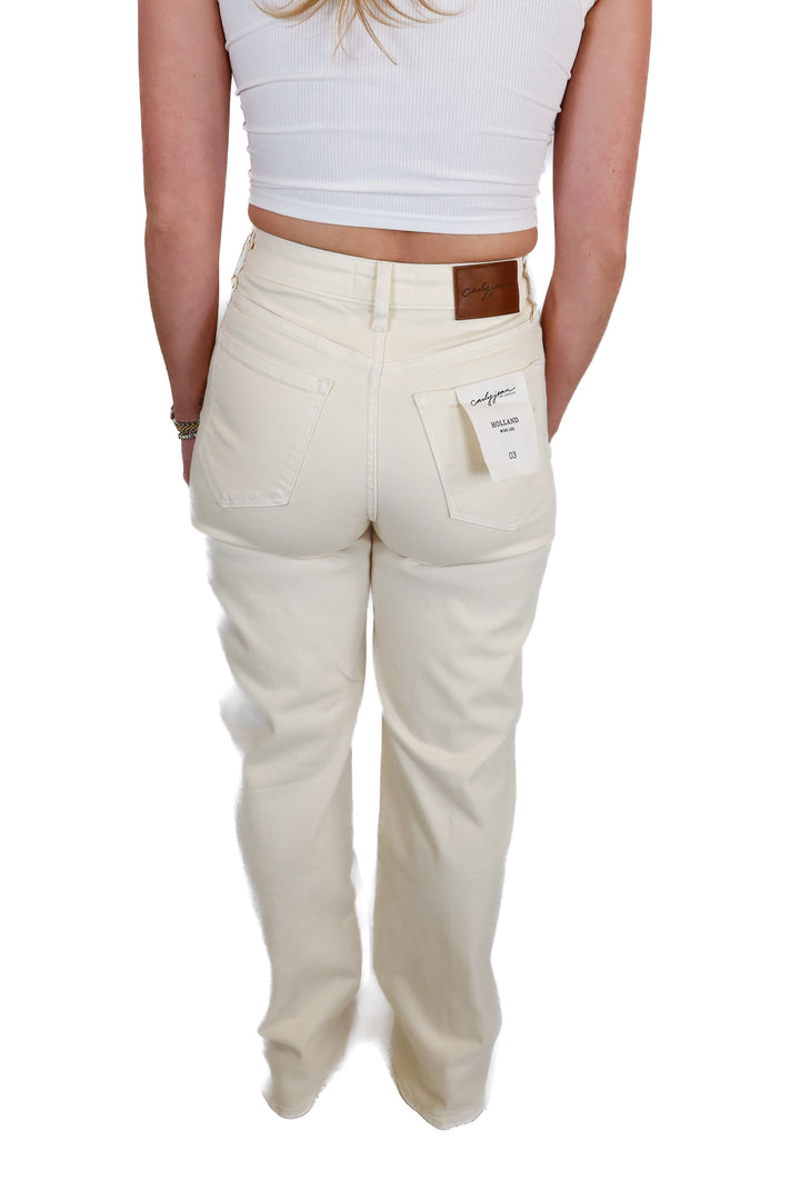 Carly Jean Cream Wide leg denim jeans NWT (3)