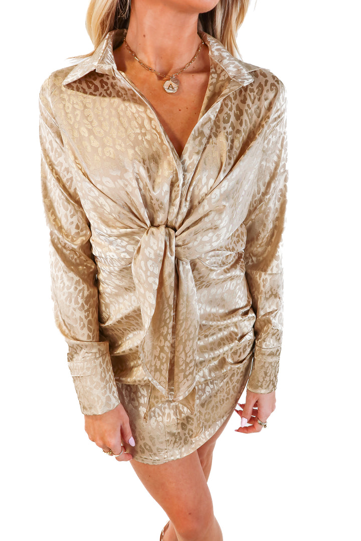 Alice Elle beige leopard button up dress NWT (6)