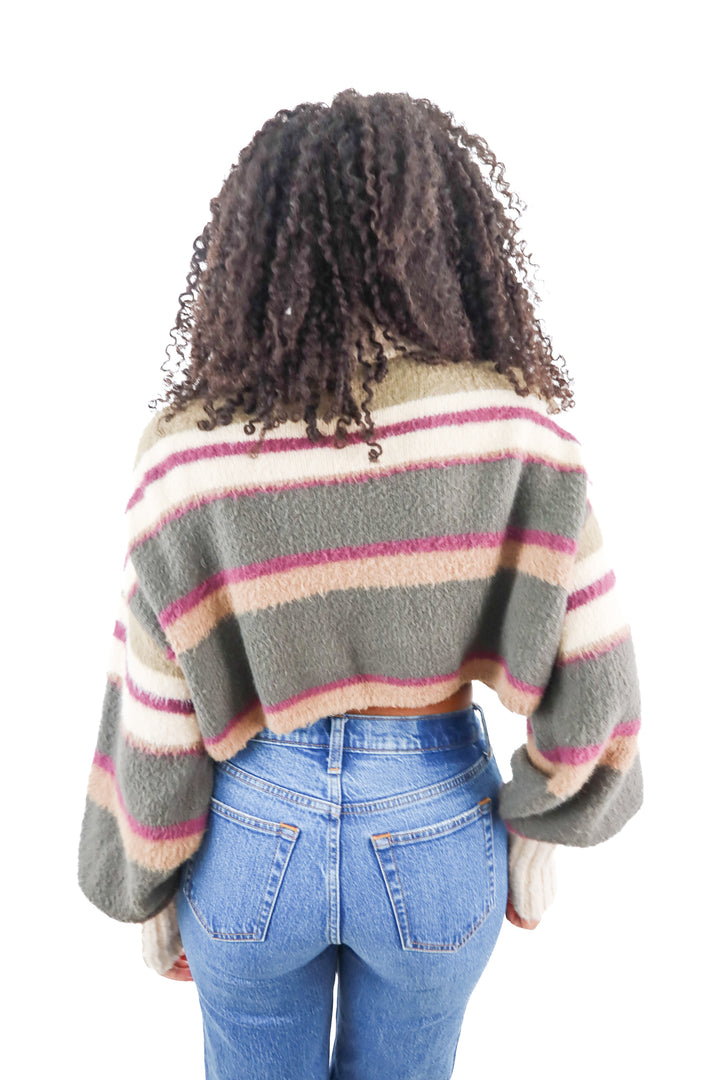 free people striped turtleneck sweater (xs; retail $125)