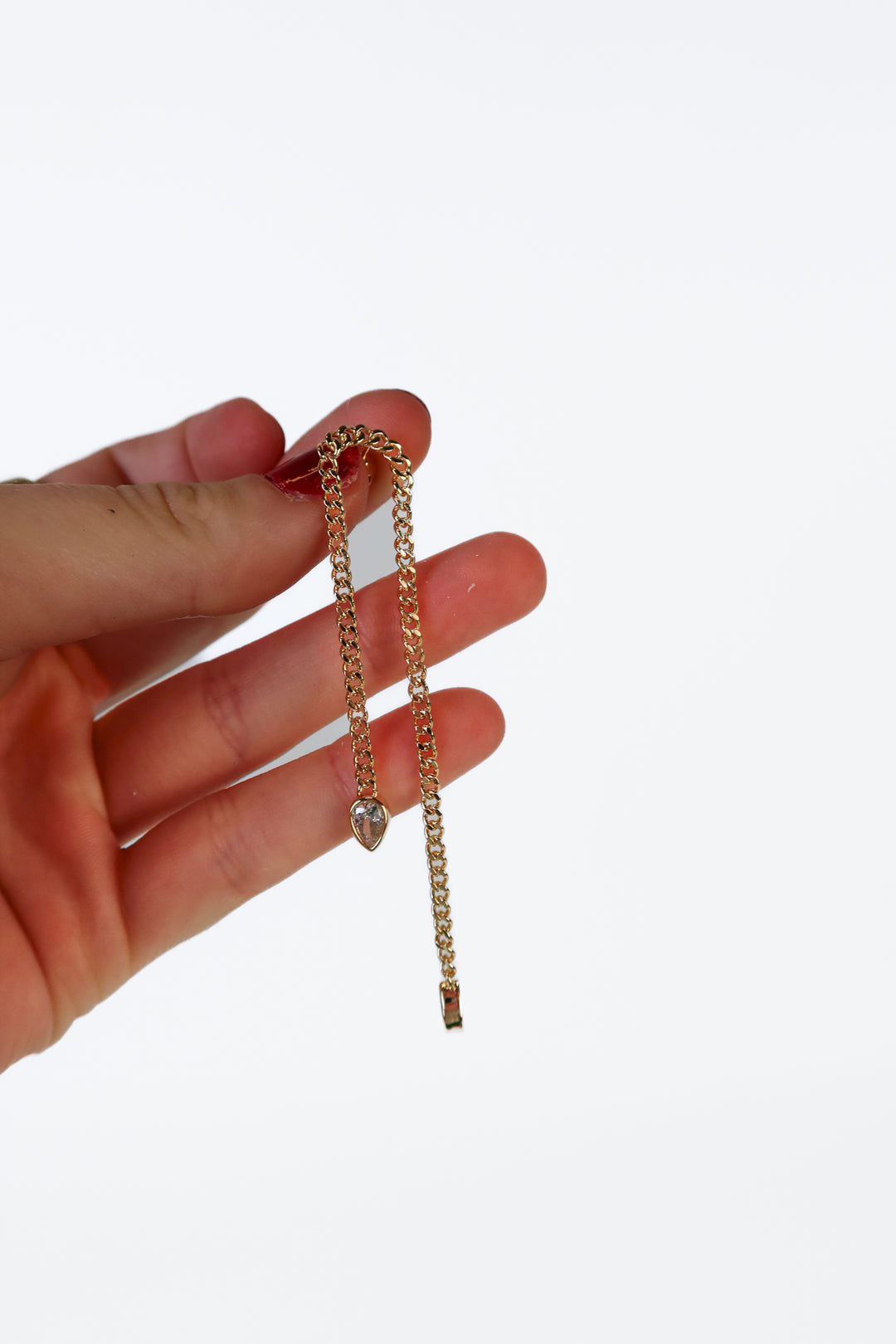Gold/CZ Waterfall Chain Earrings