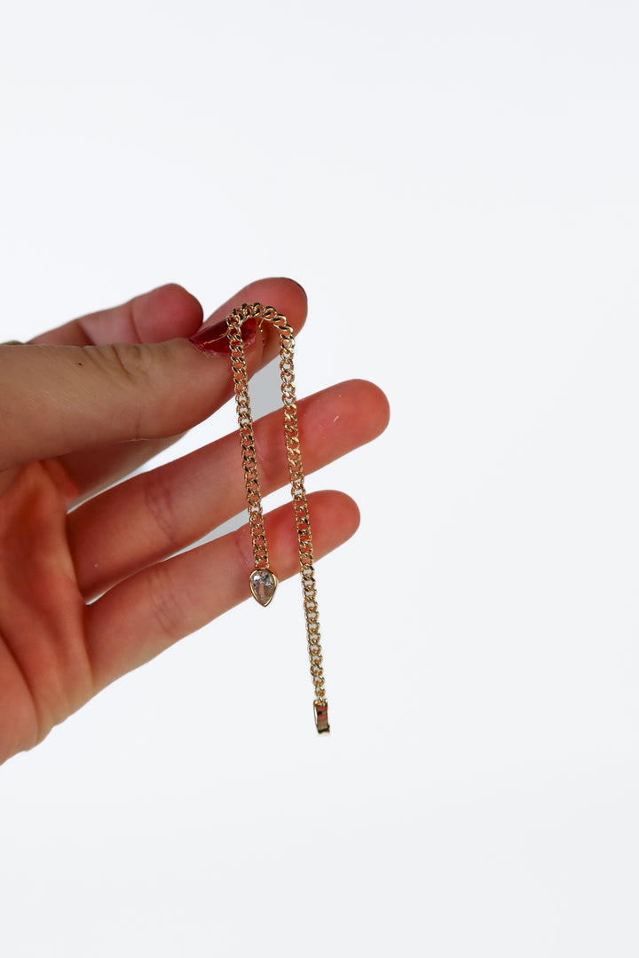Gold/CZ Waterfall Chain Earrings