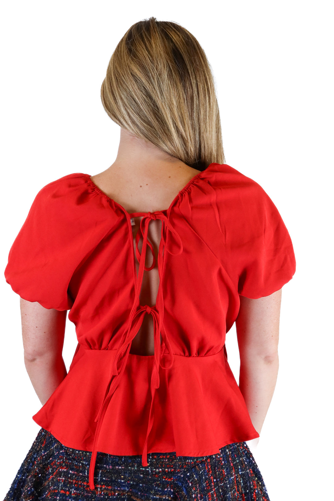 Red Plunging Neck Top  (S)