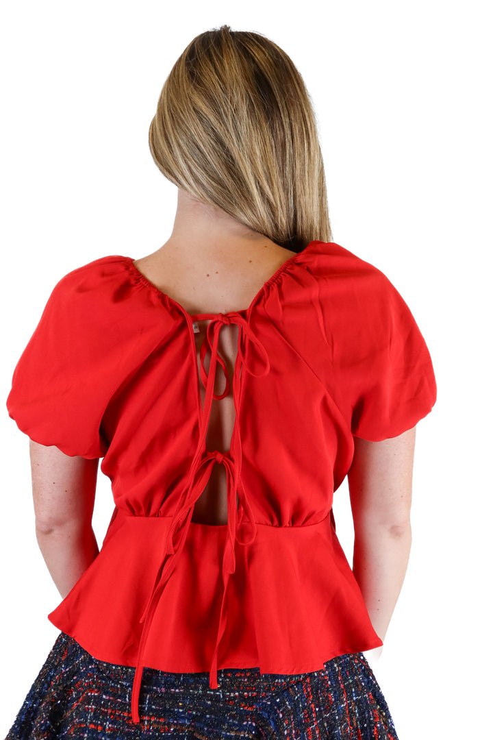 Red Plunging Neck Top  (S)