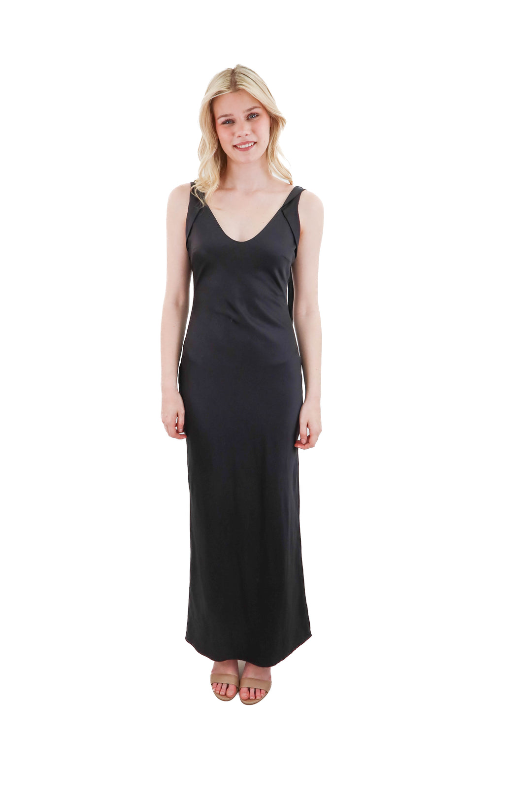 petal + pup black satin maxi dress NWT (s)