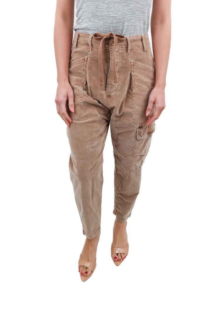 free people brown corduroy pants (xs; retail $128)