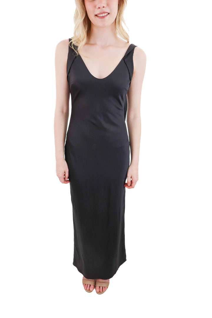 petal + pup black satin maxi dress NWT (s)