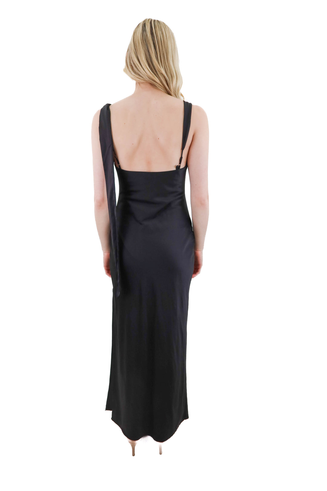 petal + pup black satin maxi dress NWT (s)