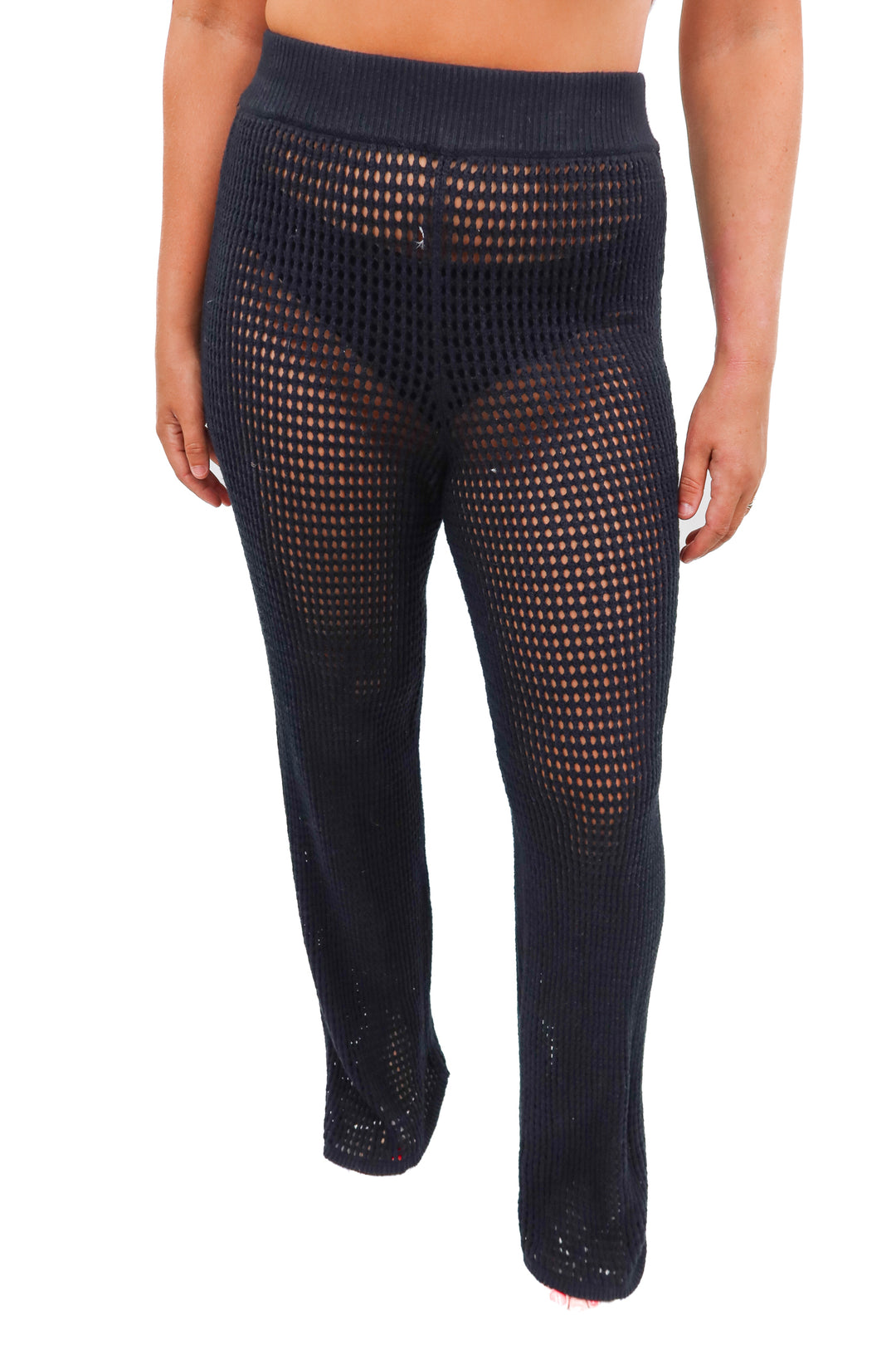 abercrombie & fitch black crochet pants (SL)