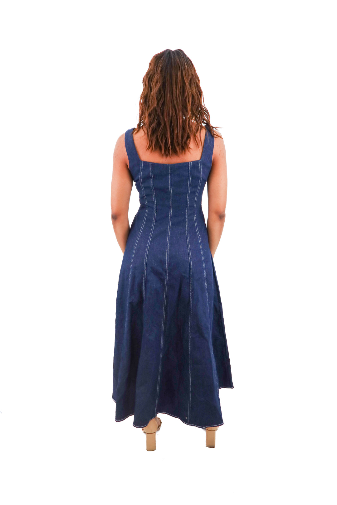 petal + pup dark denim midi dress NWT (s; retail $89)