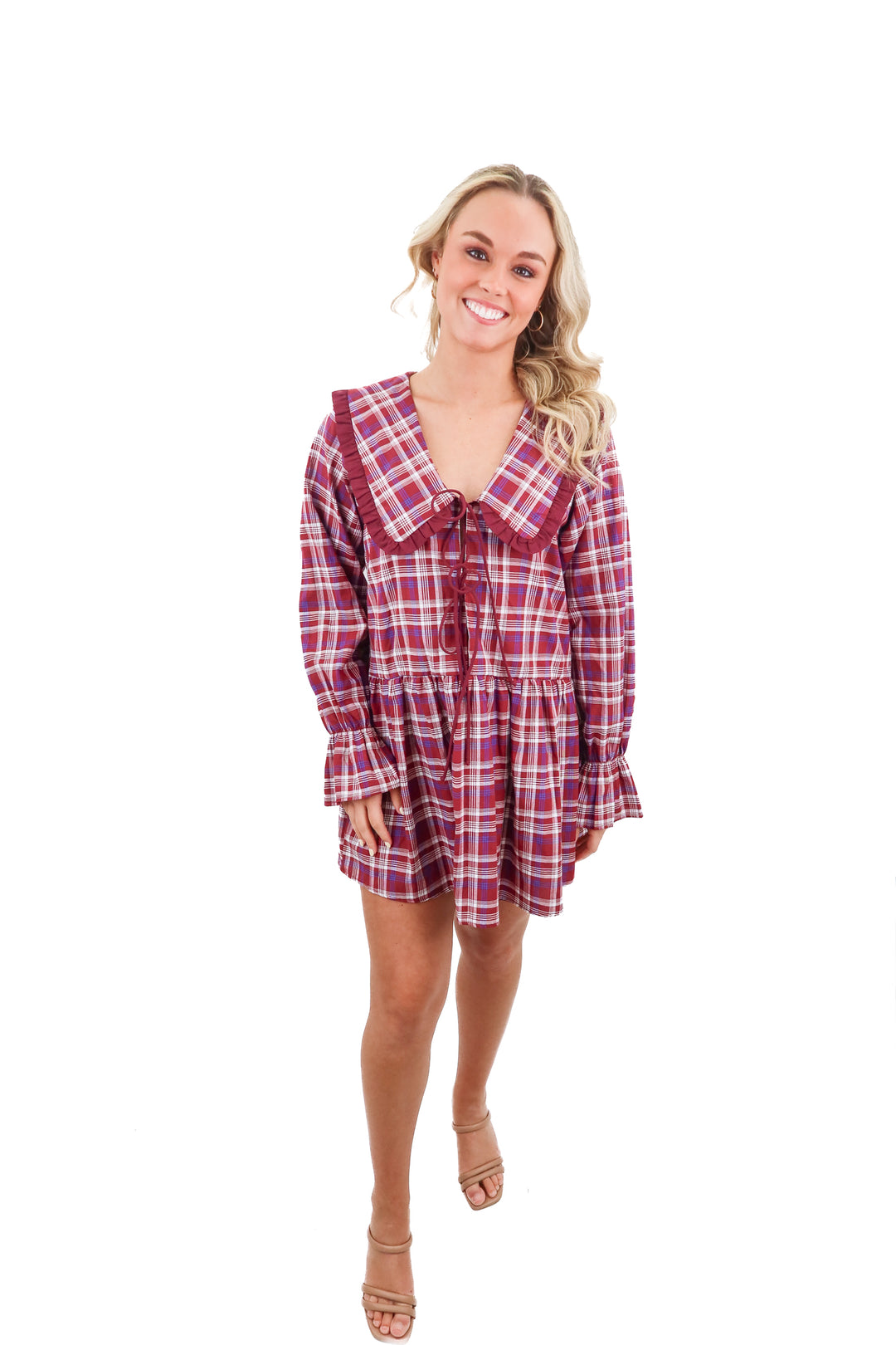 asos design purple plaid dress (4; retail $65)