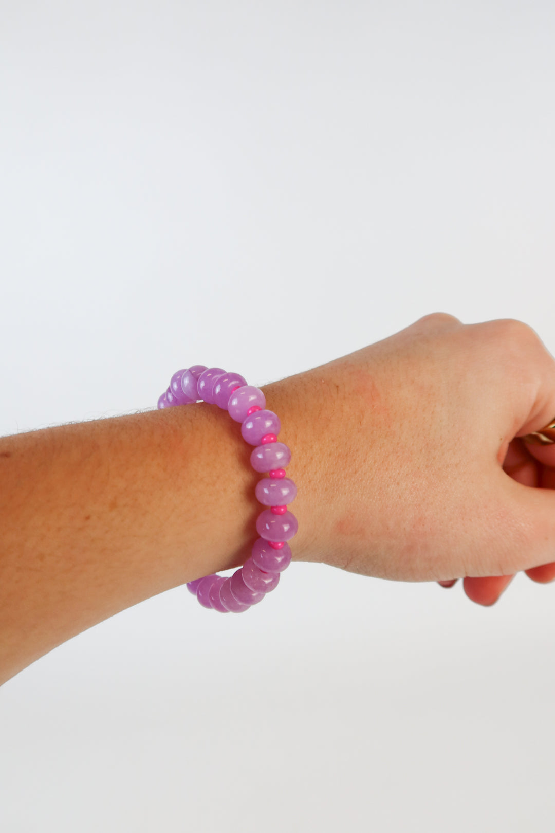 Purple/Pink Beaded Stretch Bracelet
