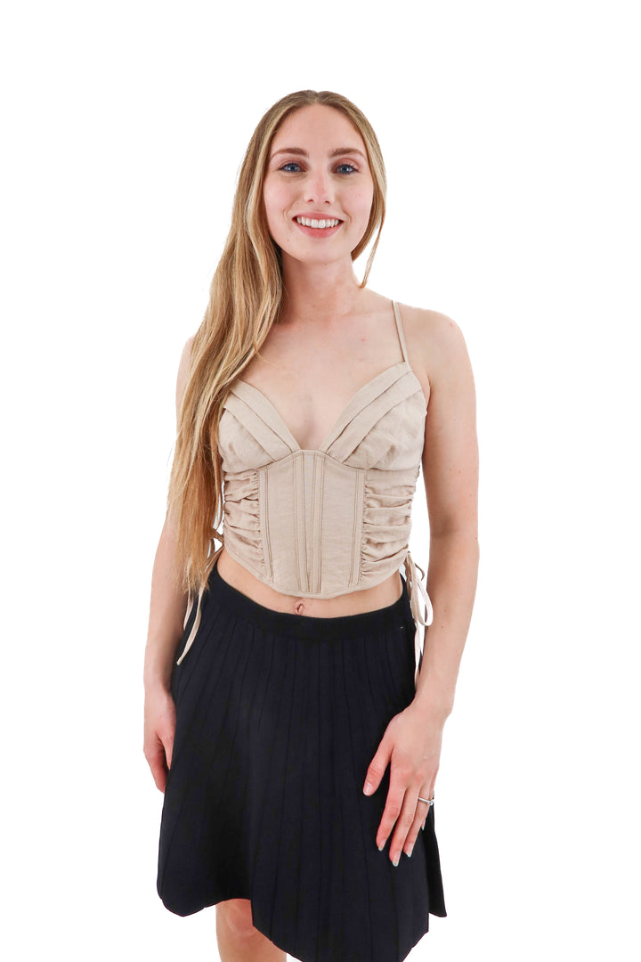 zara camel cropped corset NWT (xs)