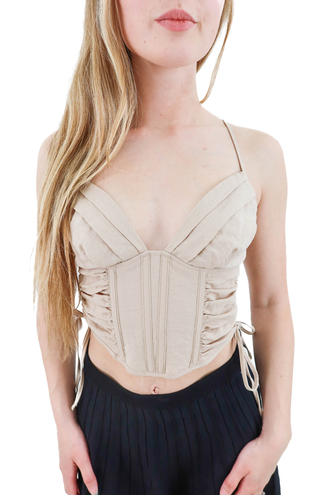 zara camel cropped corset NWT (xs)