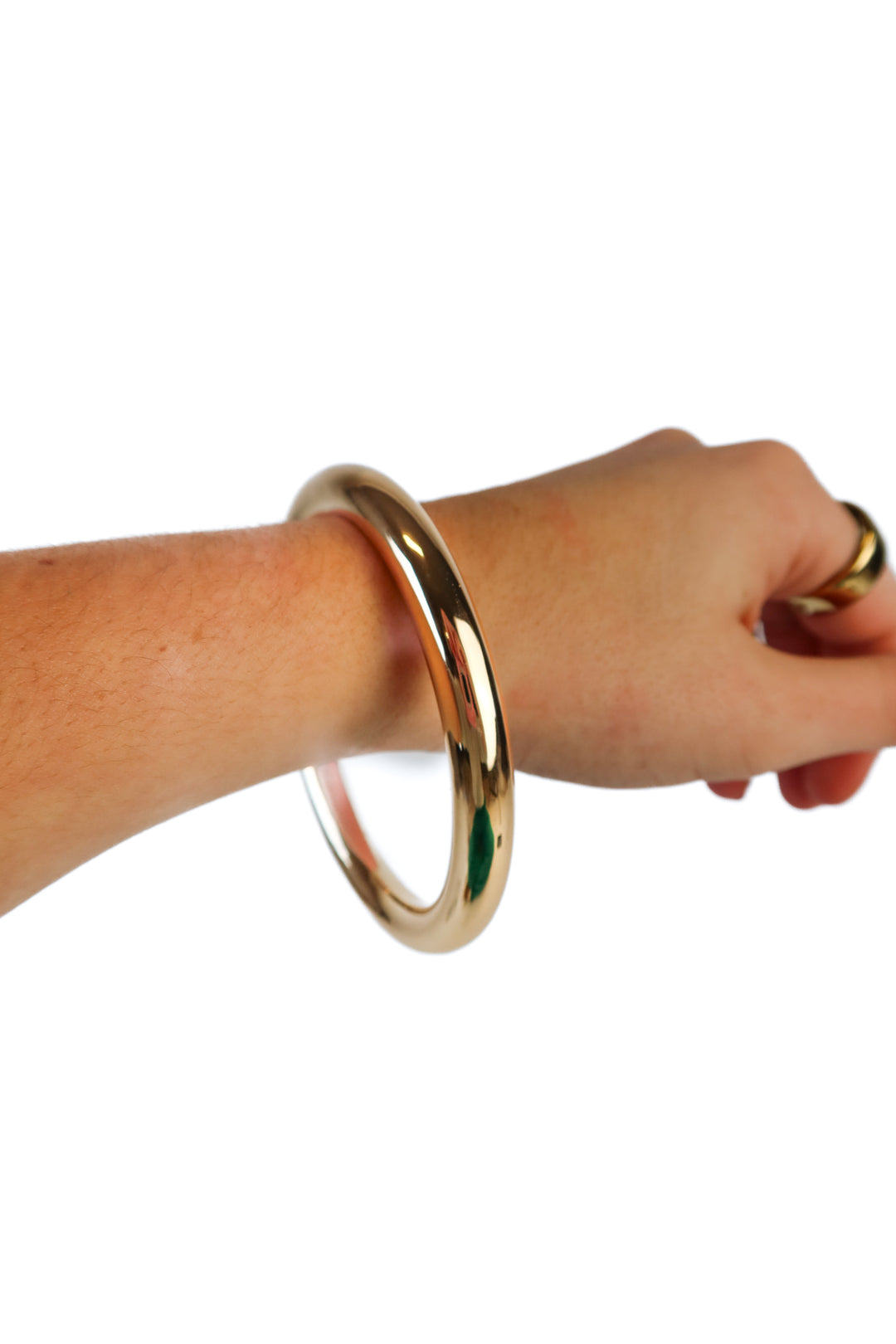 Lili Claspe Large Gold Hollow Tube Bangle Bracelet