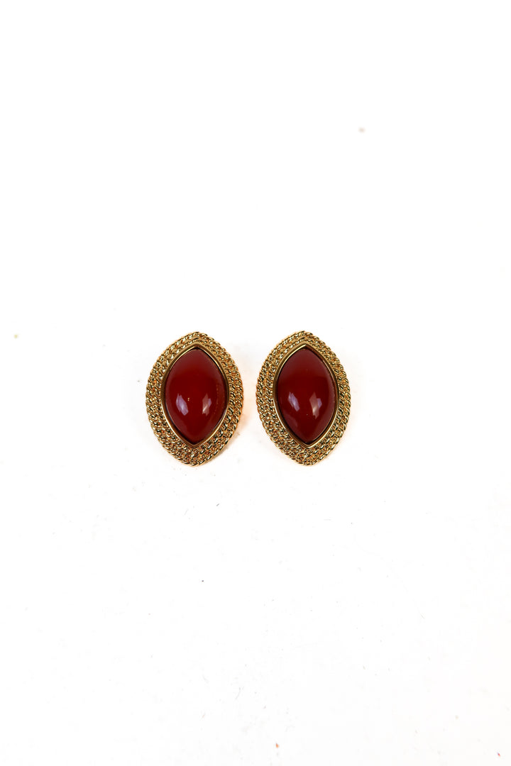 Heaven Mayhem Reddish Stone/Gold Earrings