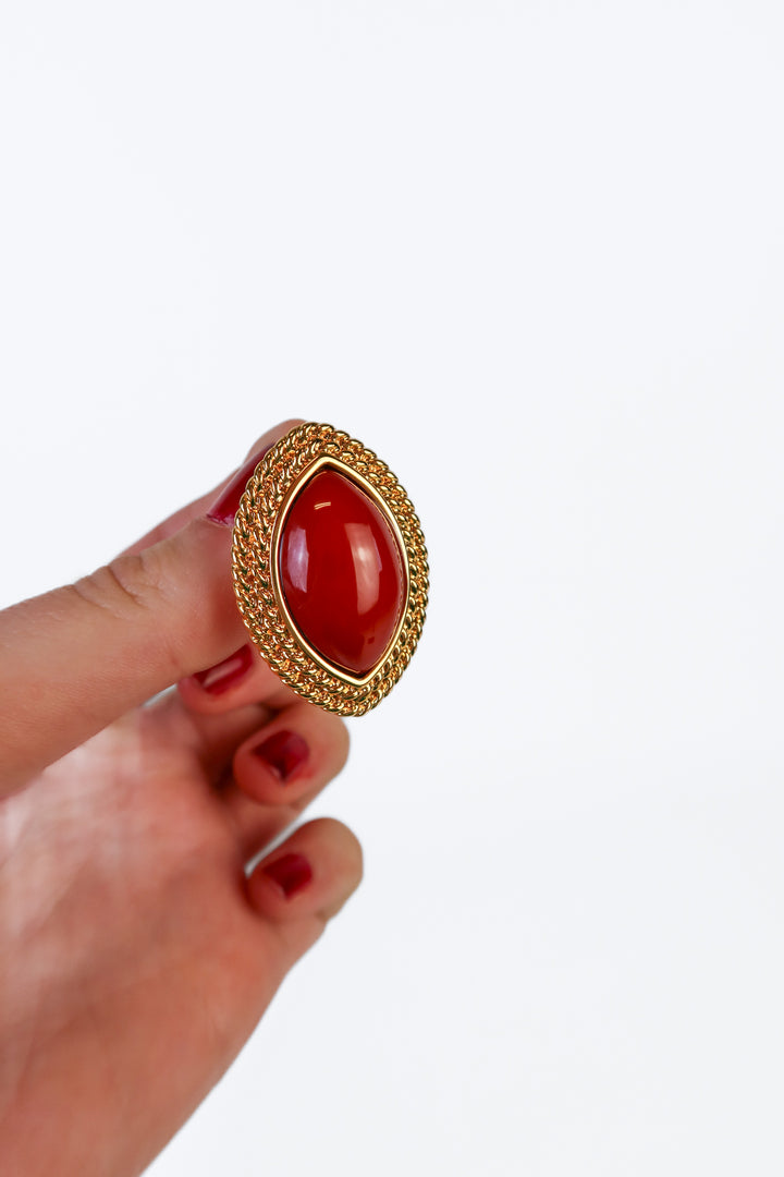 Heaven Mayhem Reddish Stone/Gold Earrings