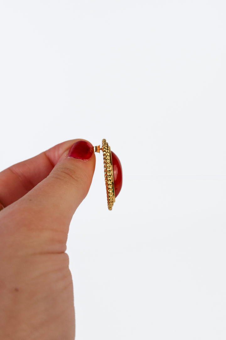 Heaven Mayhem Reddish Stone/Gold Earrings
