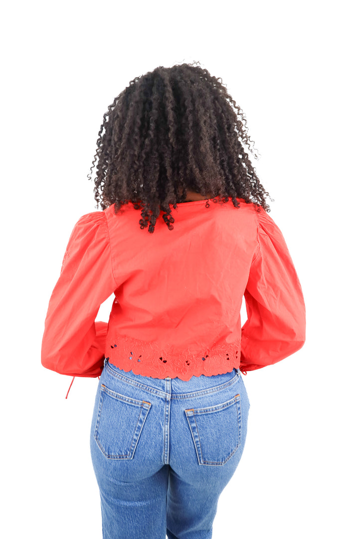 future collective red eyelet top NWT (xs; retail $38)