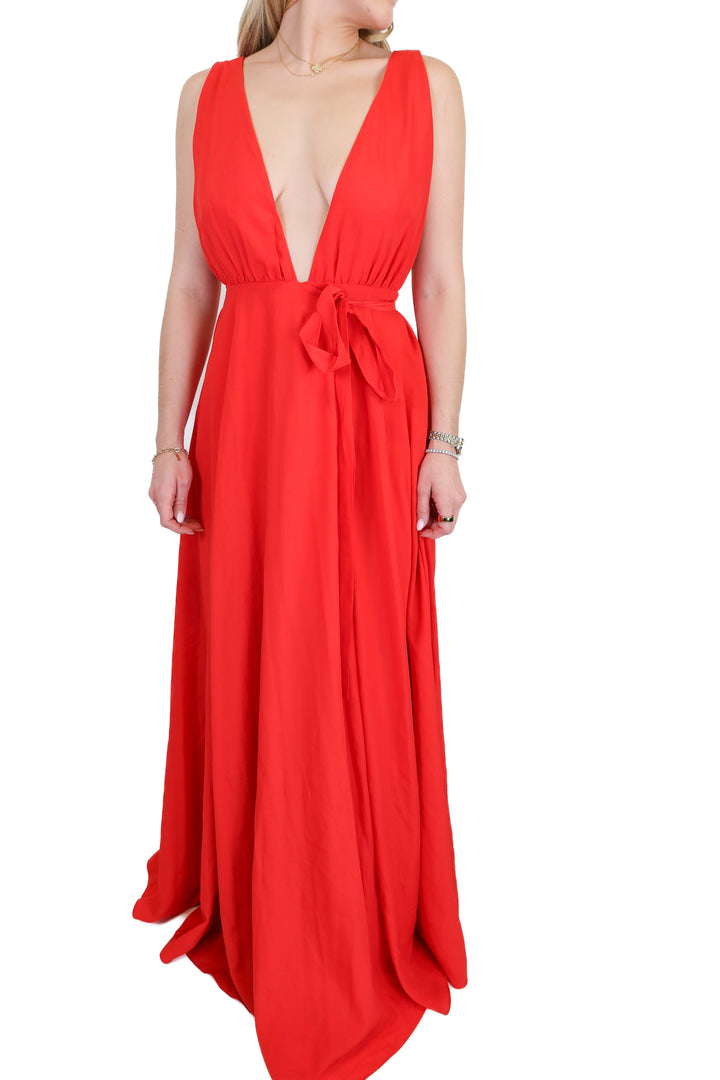 lovers and friends red wrap formal maxi dress (XS) NWT