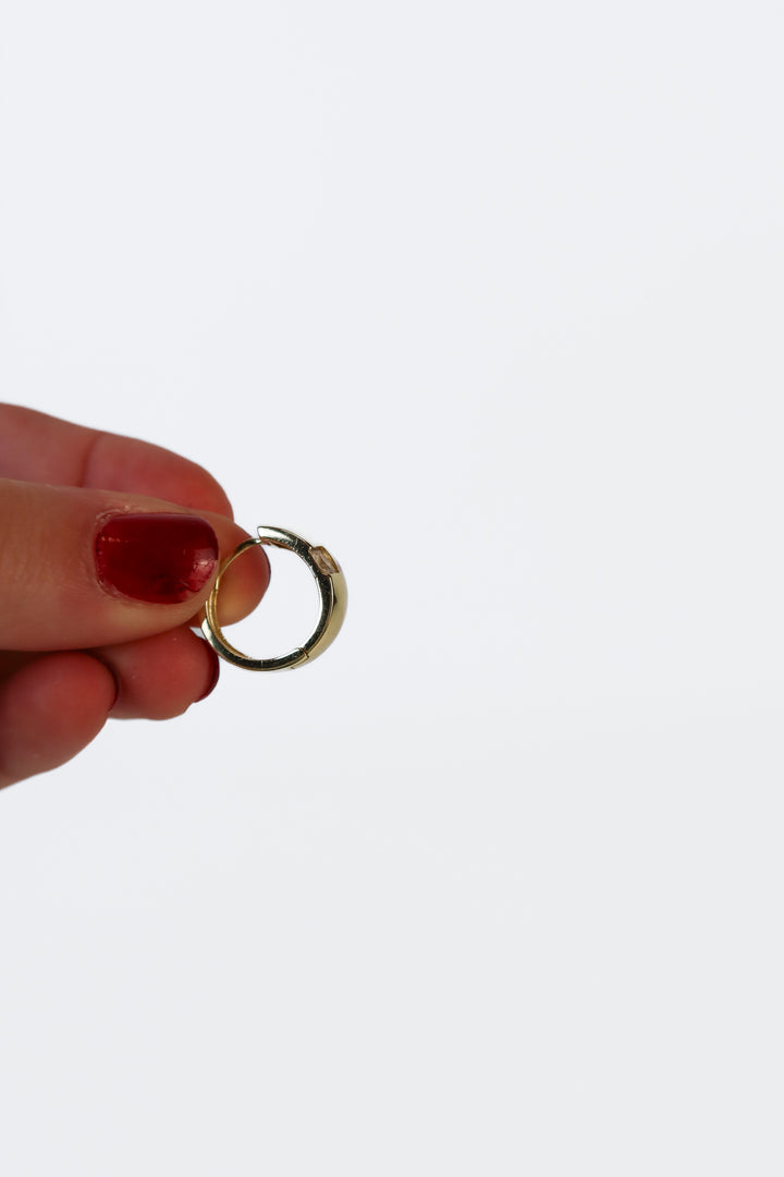 Gold/Diamond/Red Huggie Earrings
