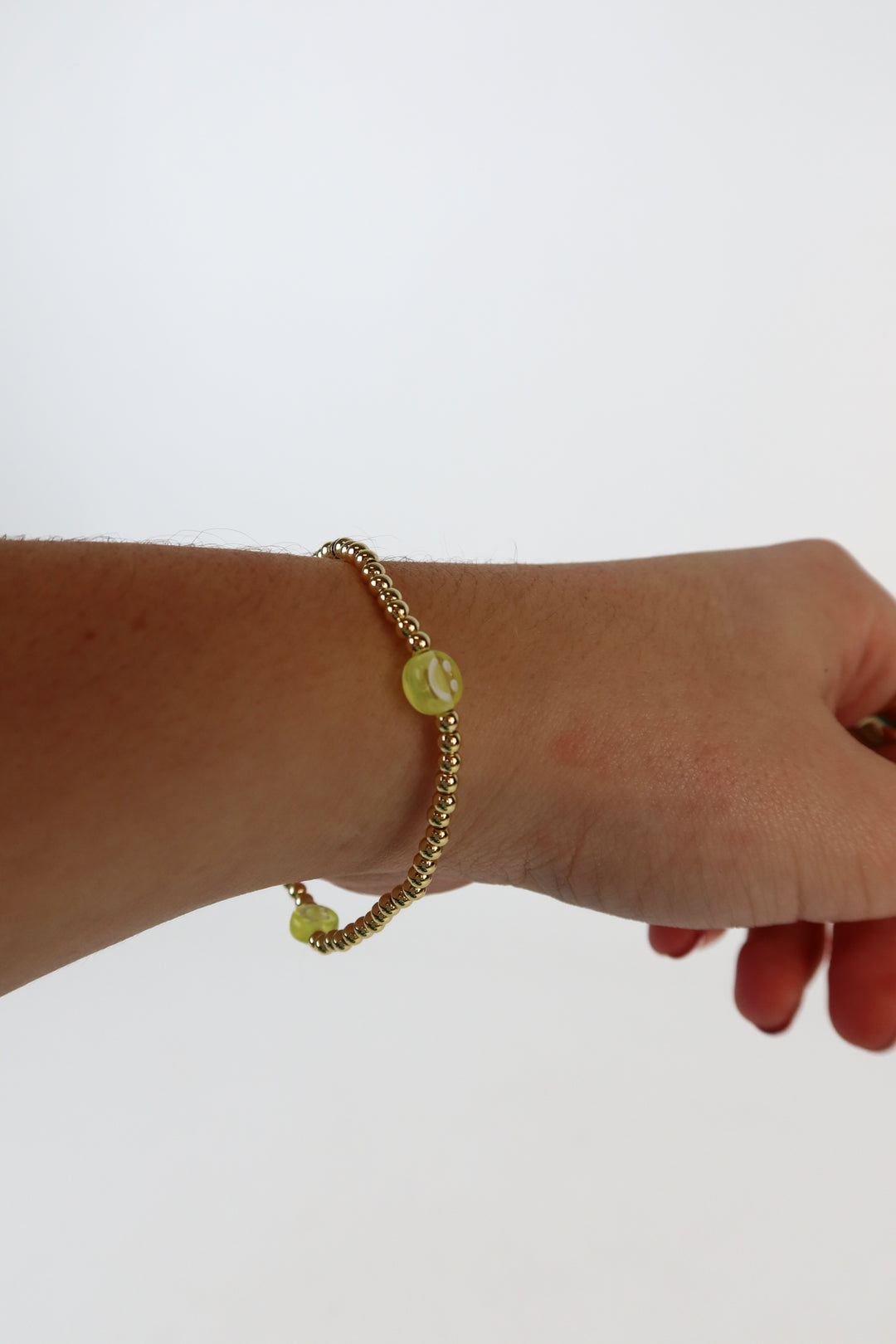 Gold Beaded Smile Stretch Bracelet