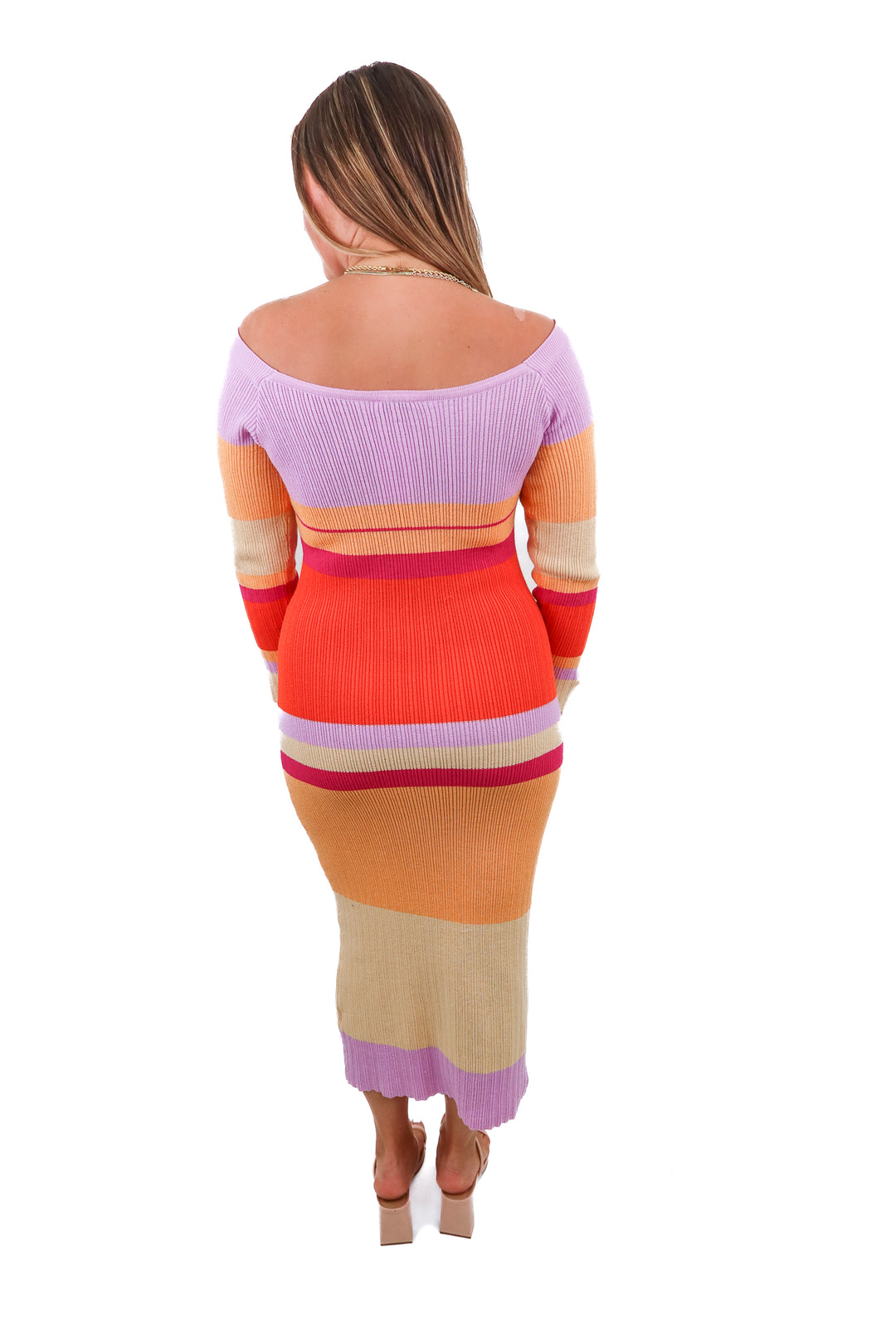 fashion nova knit colorblock dress (L)