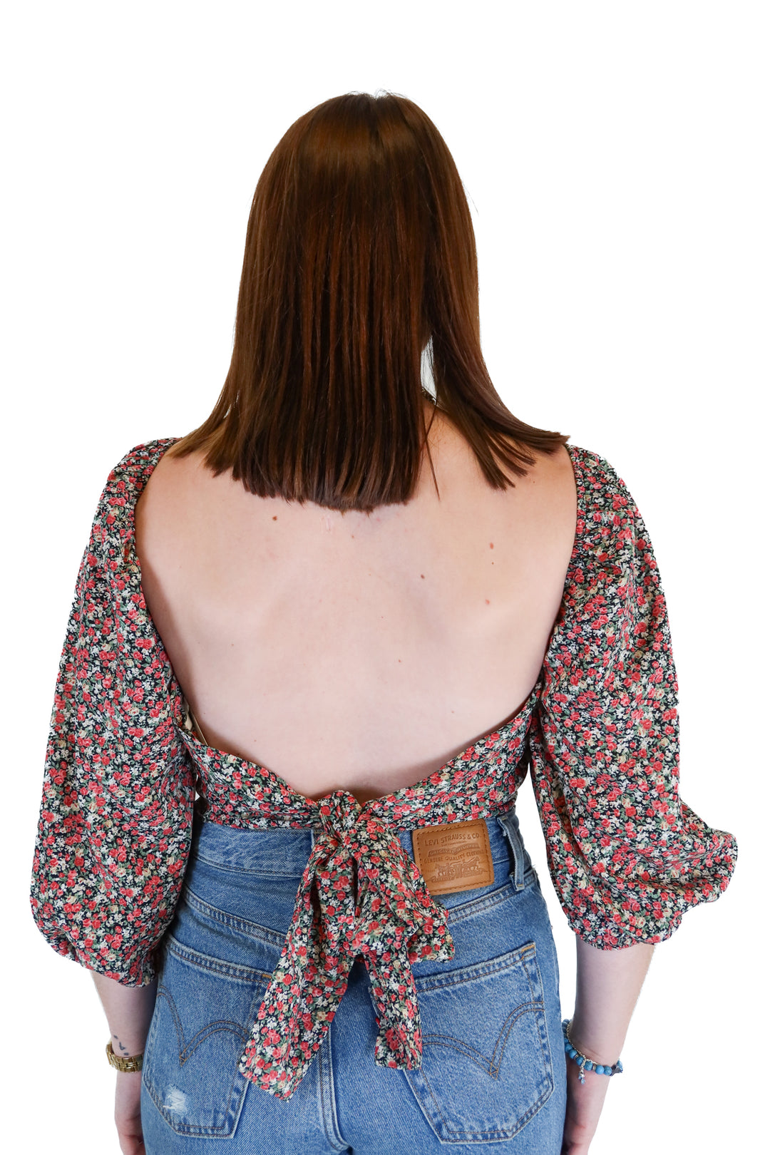 Et Clet Floral Backless Tie Crop Top(S)