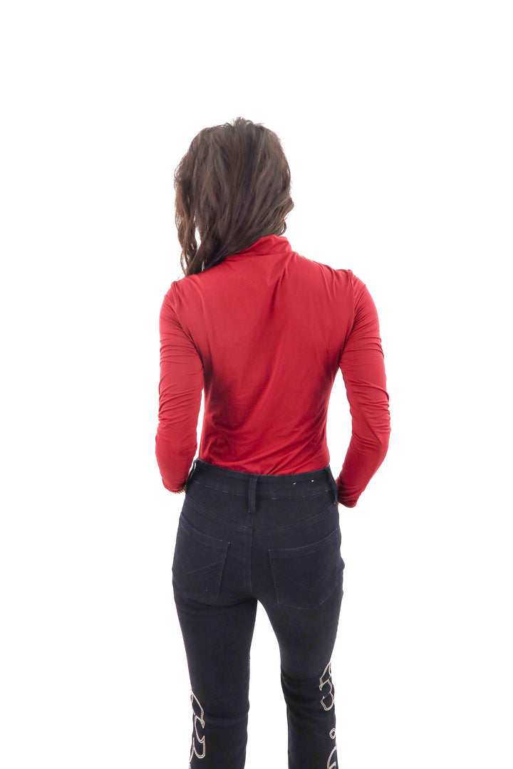 reoria maroon mock neck long sleeve bodysuit (m; retail $35)