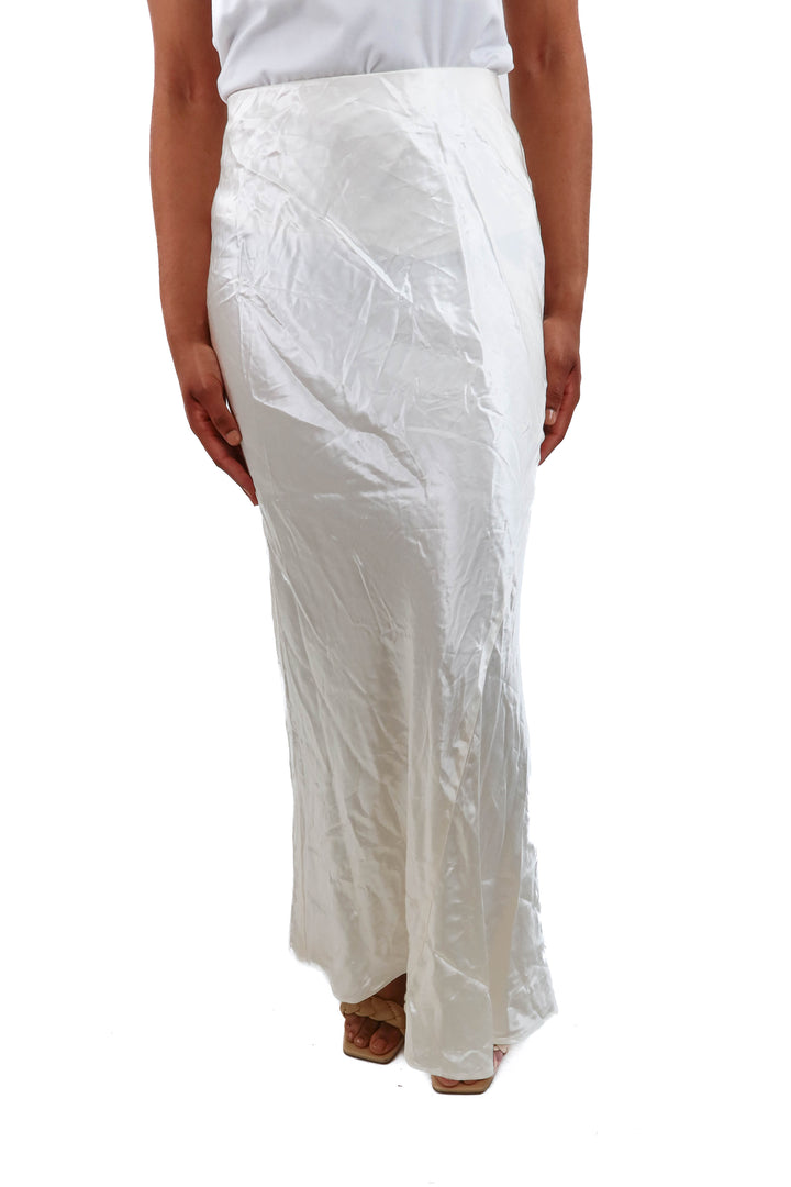 h&m white satin maxi skirt (xs)