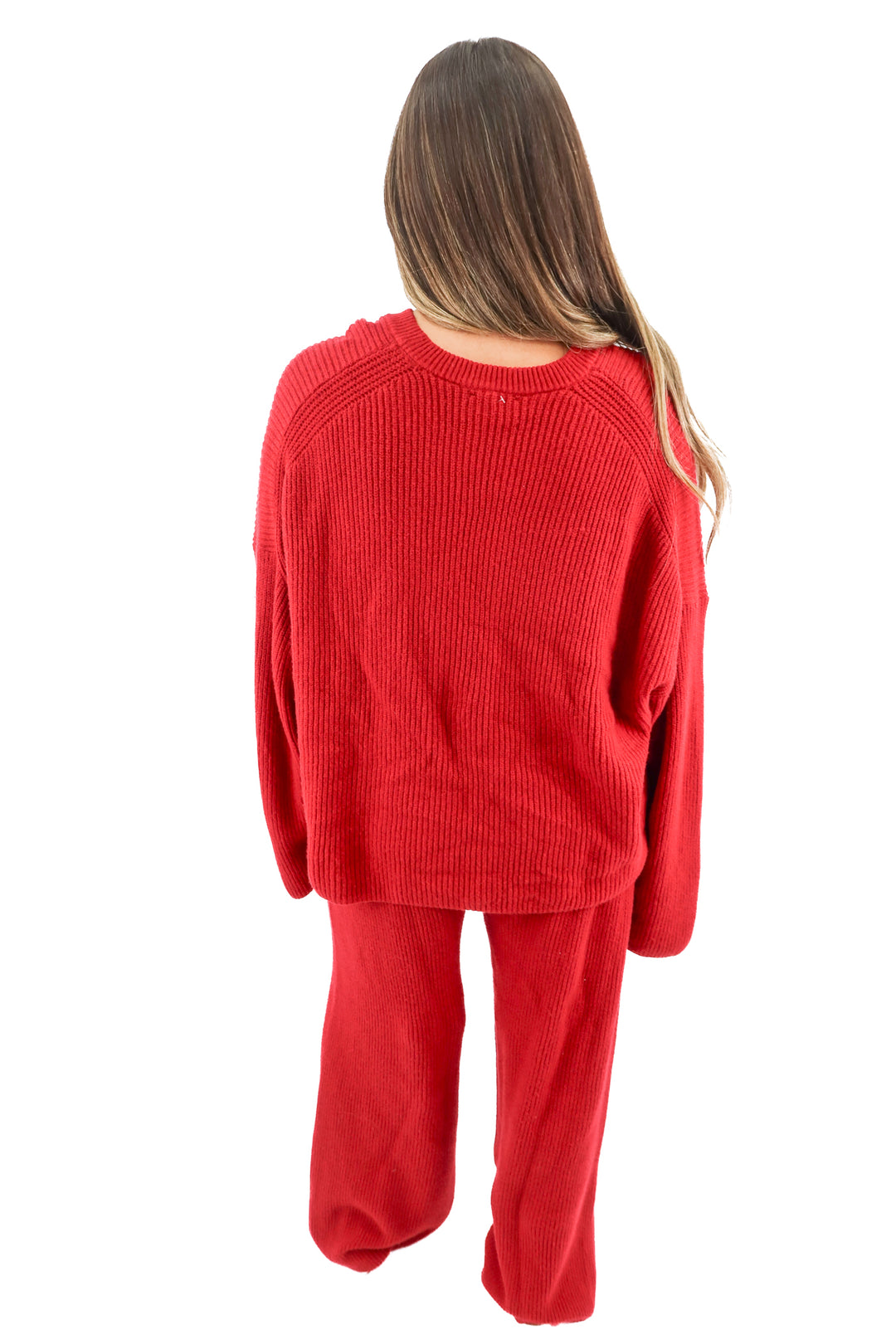 gap red knit sweater pants set (XL; retail $126)