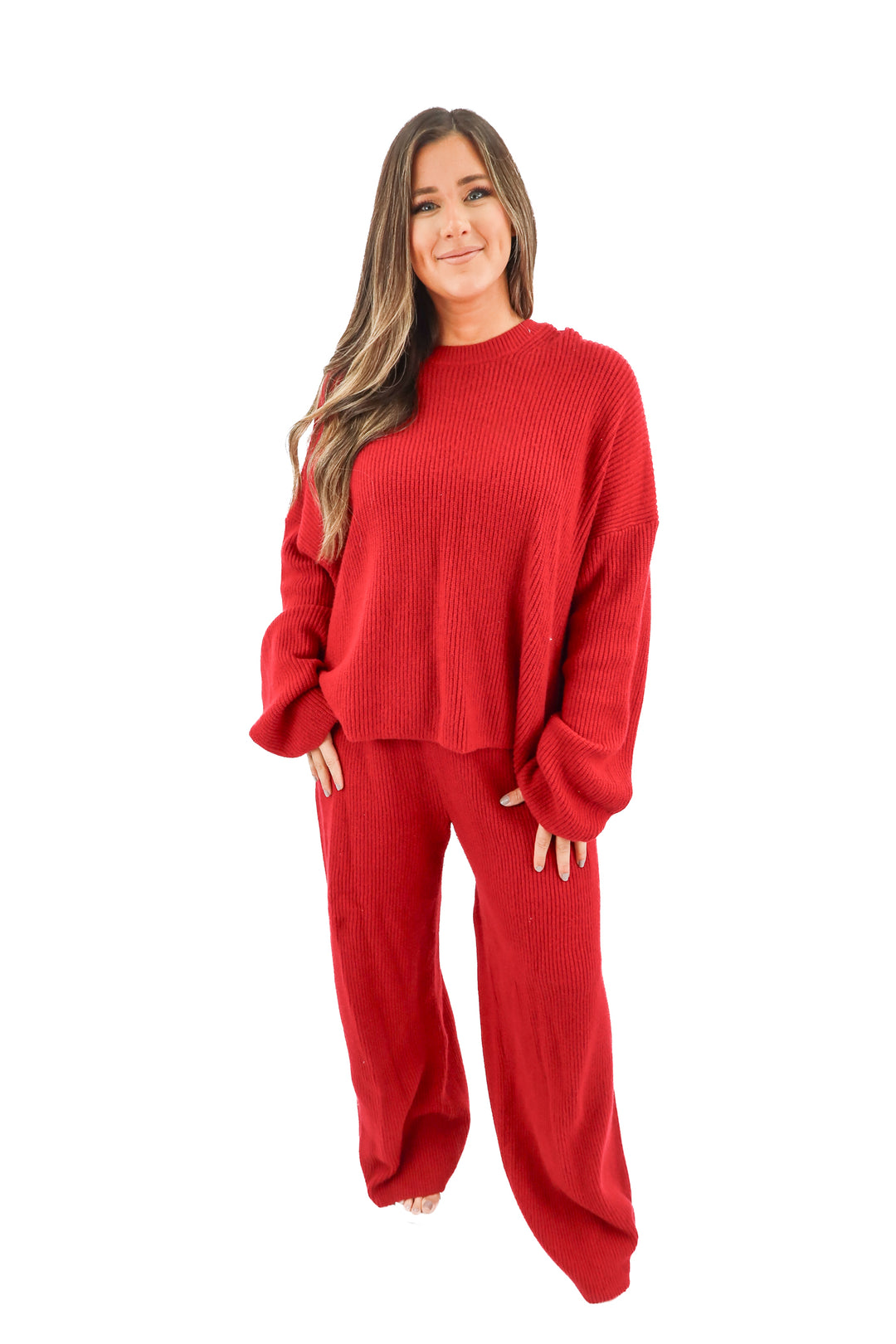gap red knit sweater pants set (XL; retail $126)