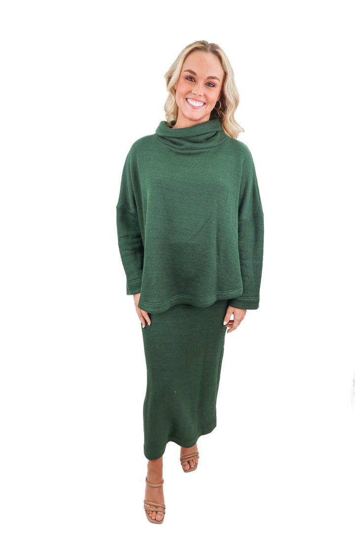 free people emerald green knit set NWT (xs)