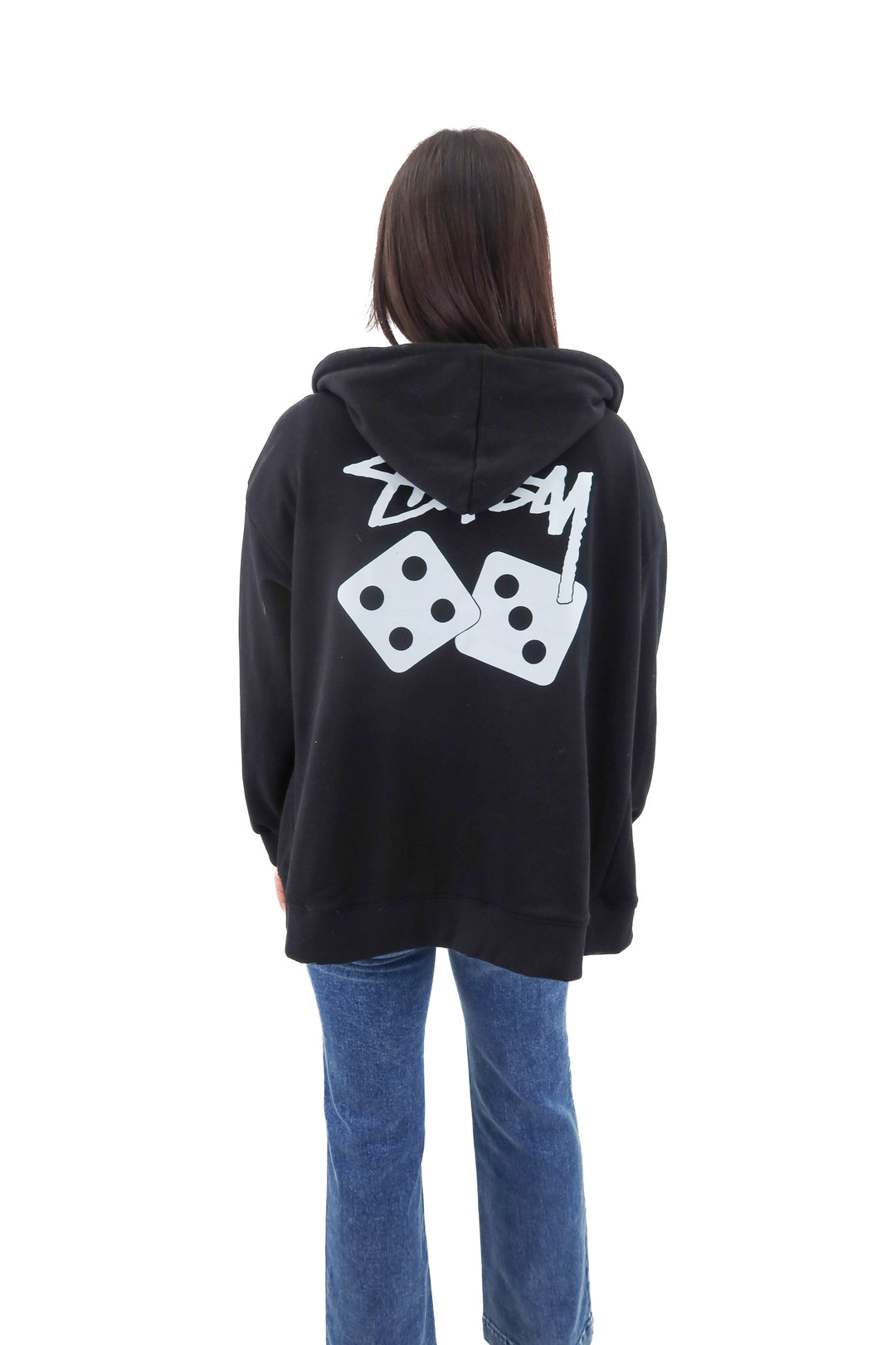 stussy black zip hoodie (l; retail $196)
