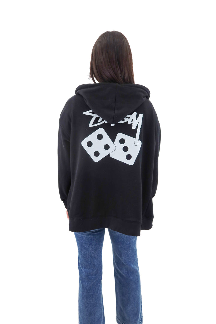 stussy black zip hoodie (l; retail $196)