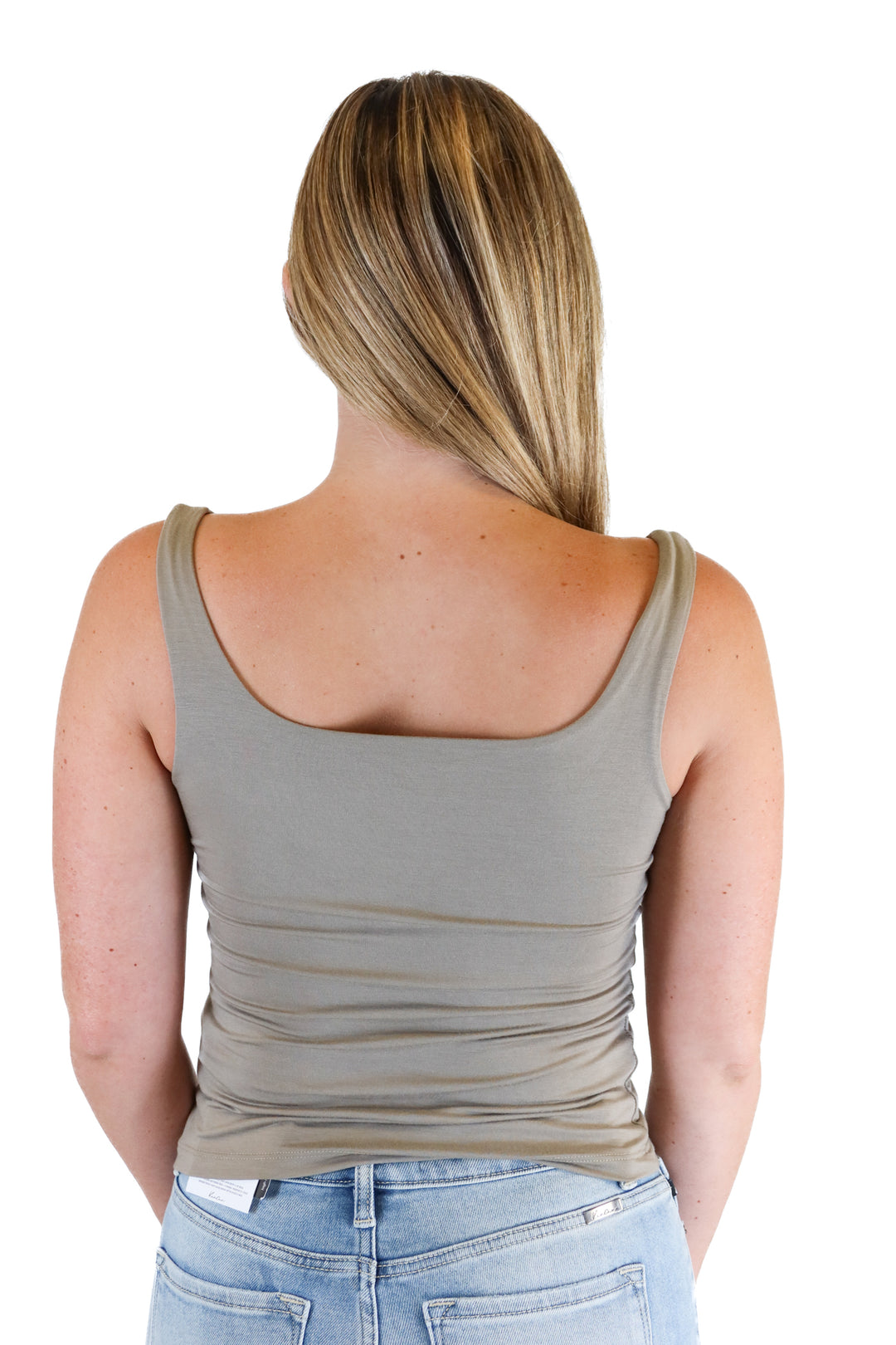 Carly Jean Olive Square Neck Tank (S)
