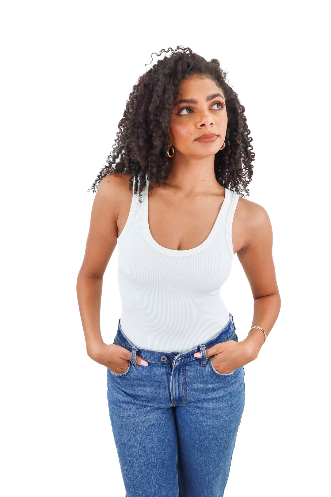 abercrombie & fitch white ribbed bodysuit (xs; retail $45)