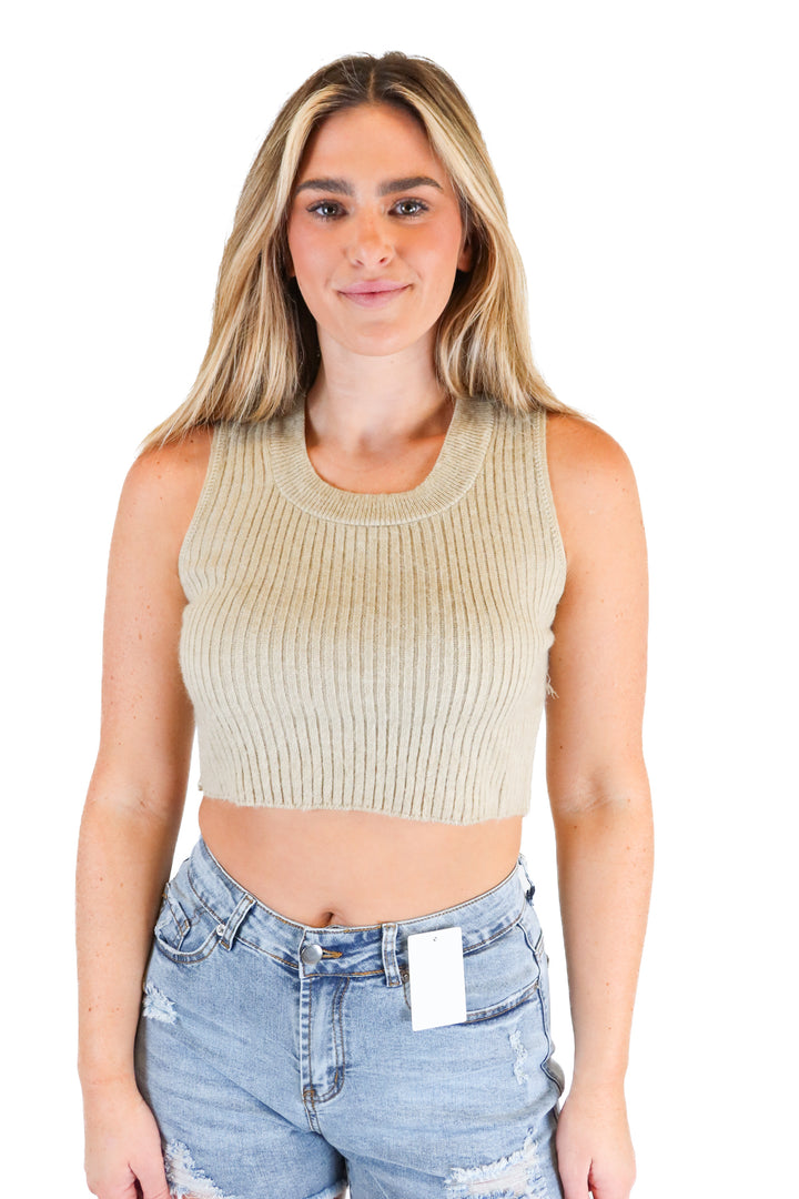 BP Cropped Sleeveless Sweater Top (S)