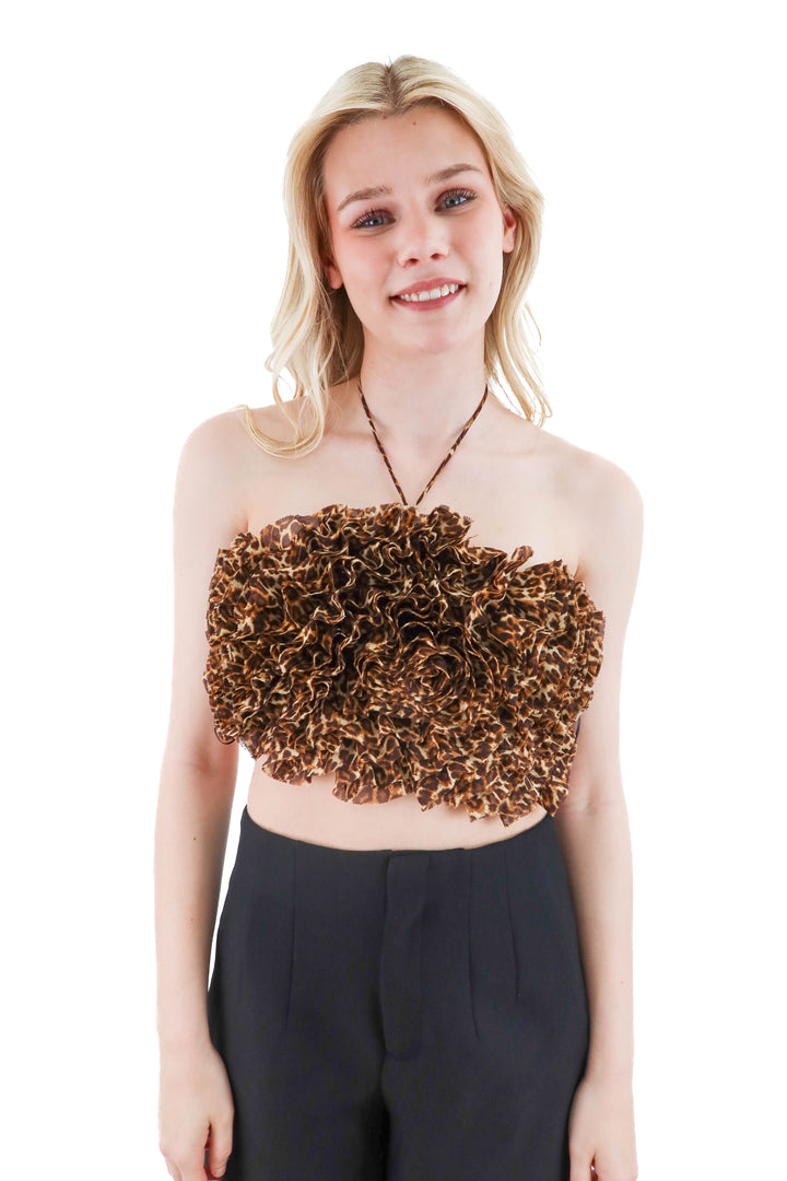 zara ruffle leopard tank (m)