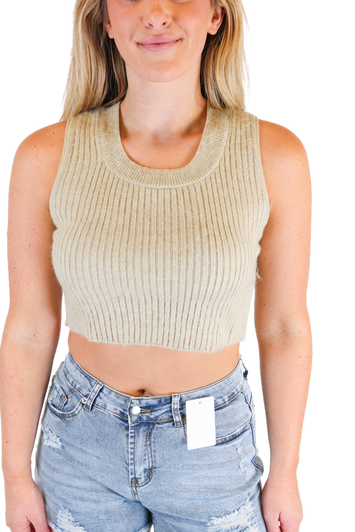 BP Cropped Sleeveless Sweater Top (S)