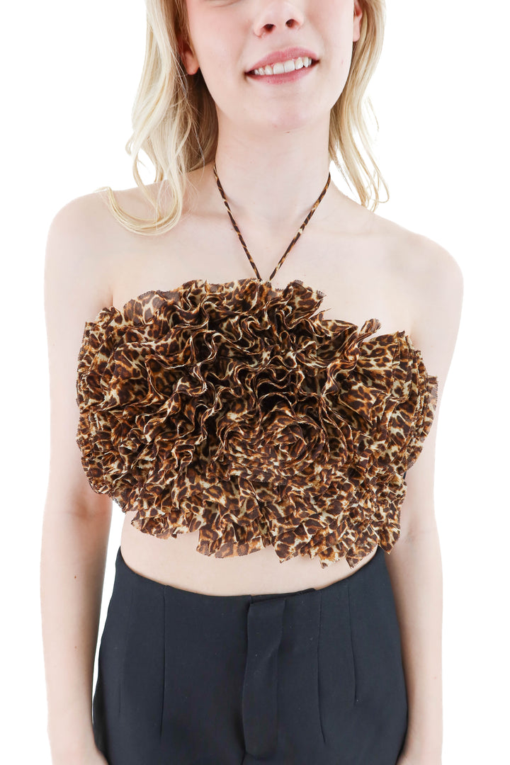 zara ruffle leopard tank (m)