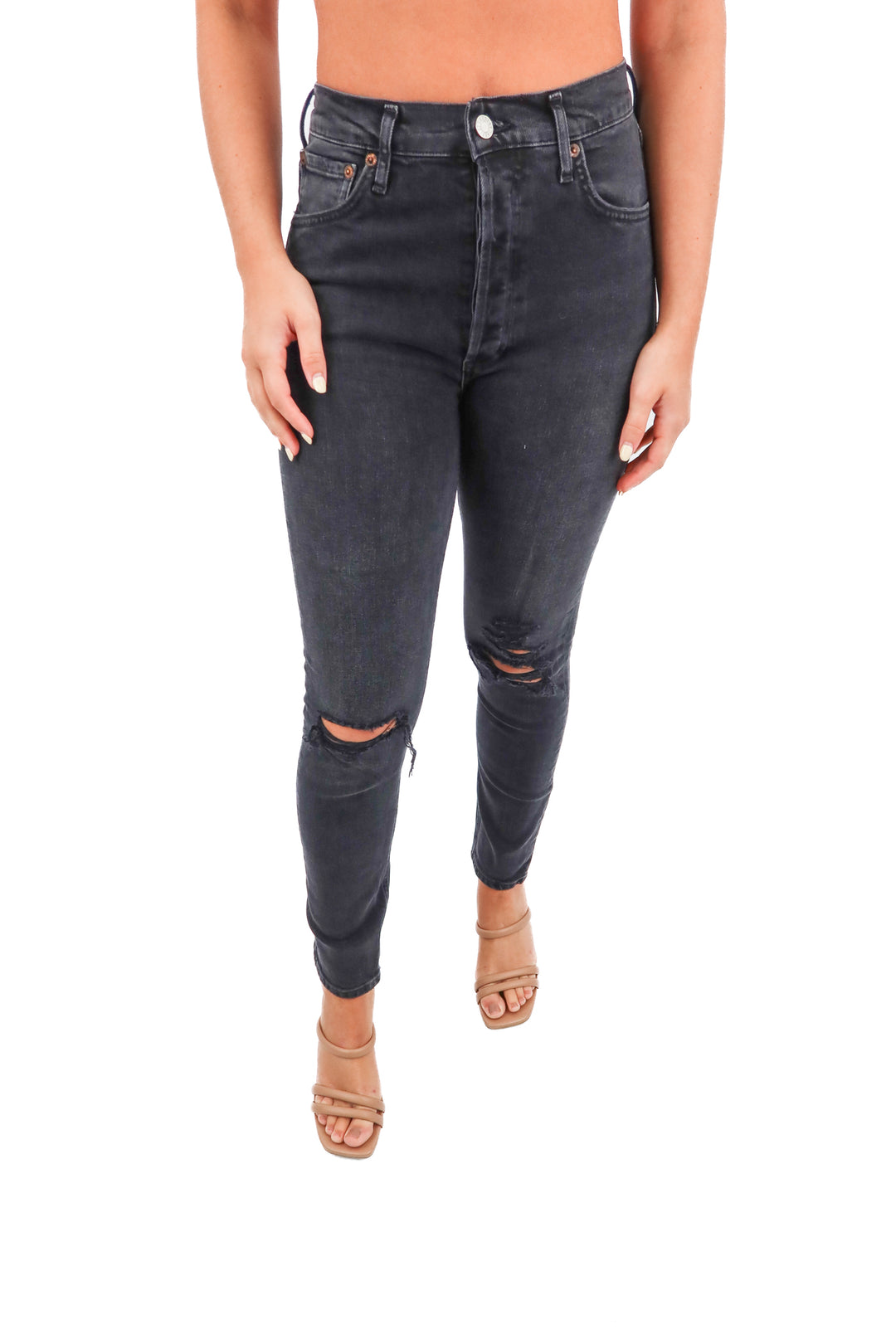 agolde black nico jeans (26; retail $238)