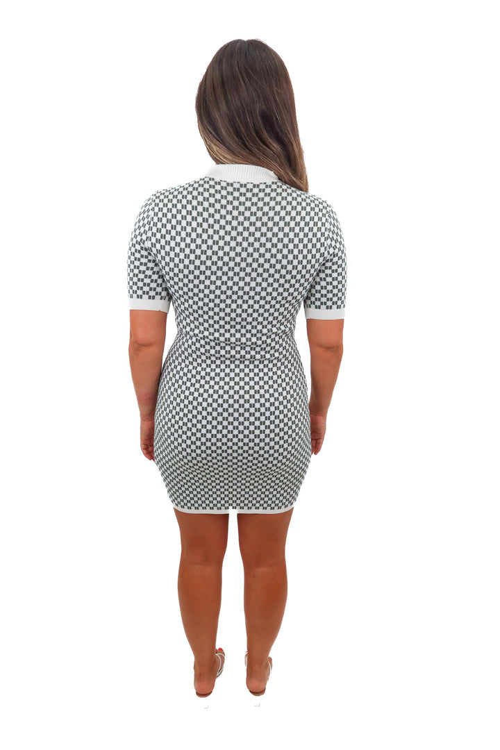 abercrombie & fitch green checkered knit dress (m)