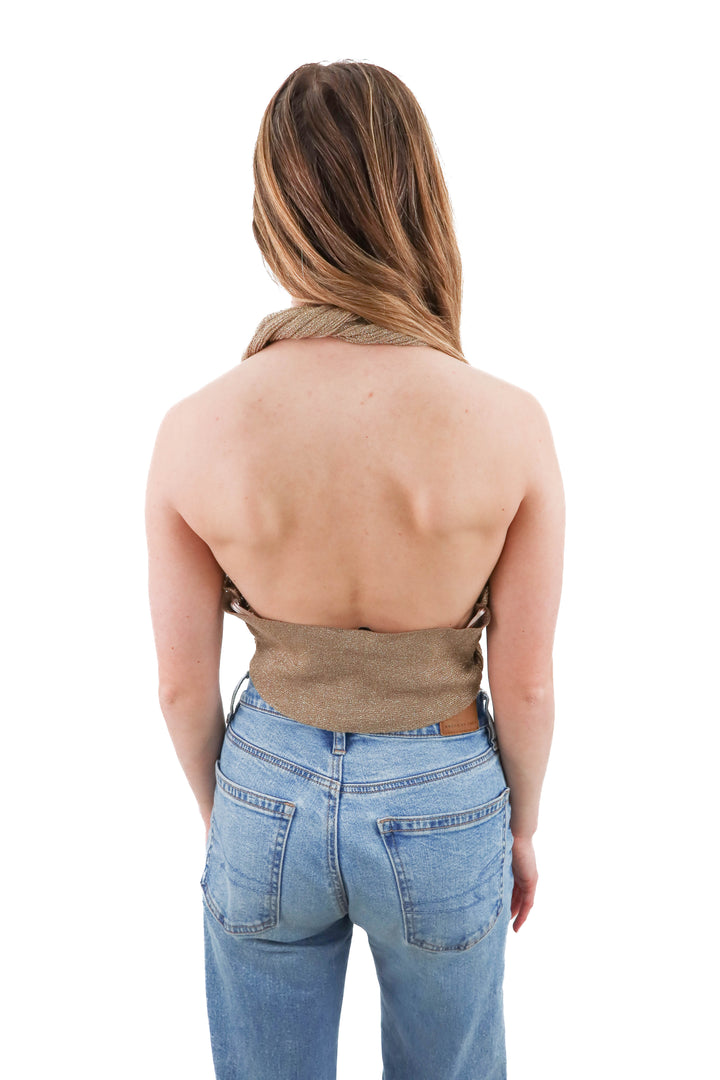 zara gold backless top NWT (s)