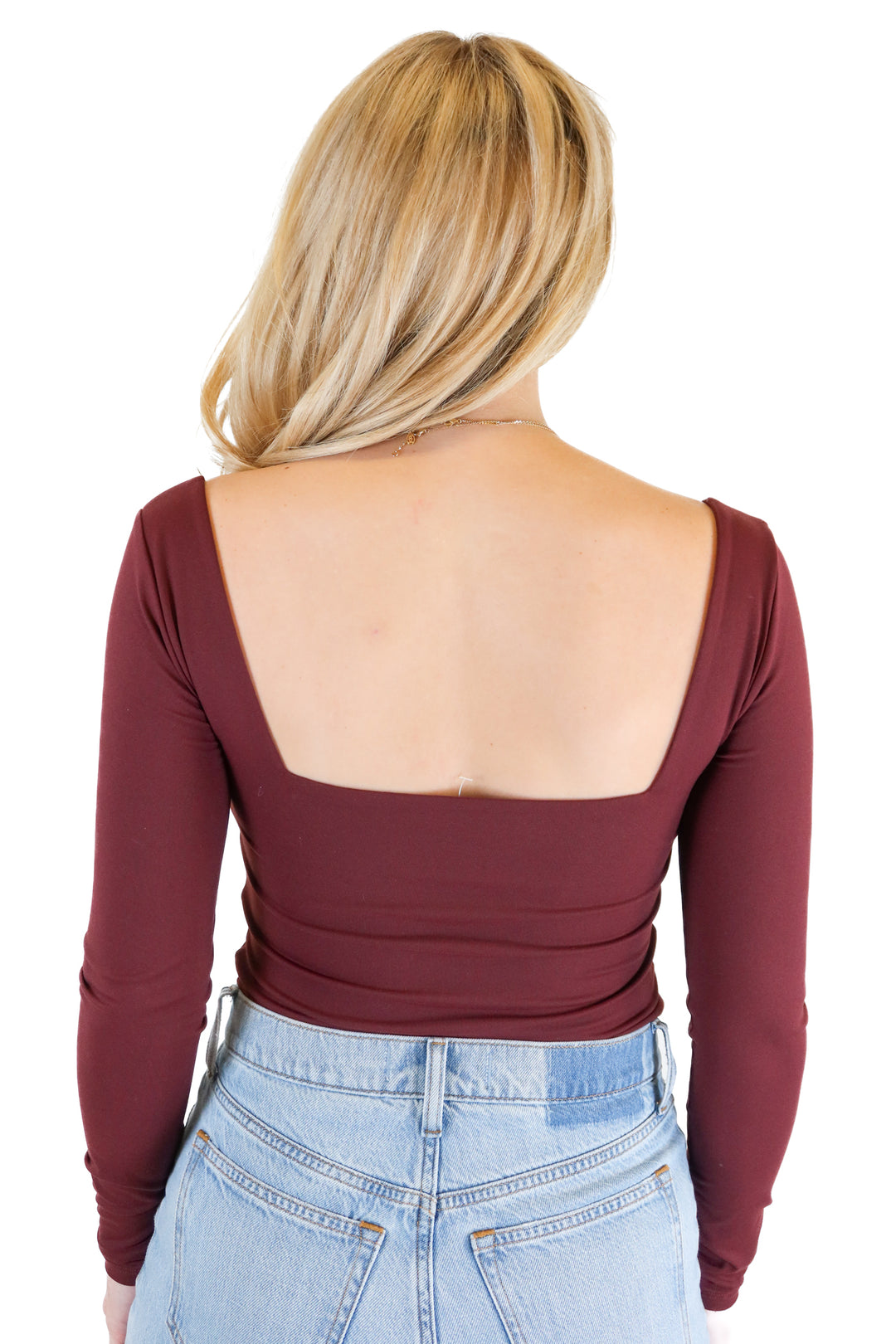 Nuuds Maroon Square Neck Bodysuit (S)