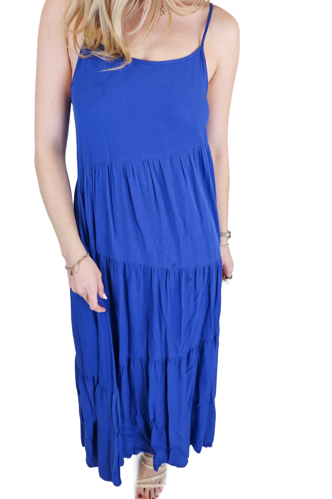 navy blue tiered maxi dress (s)