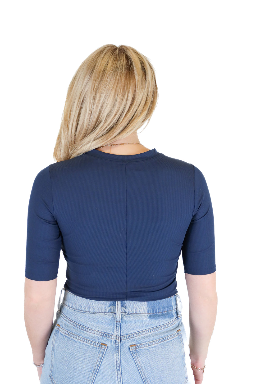 Spanx Navy Ribbed Crew Bodysuit (S)