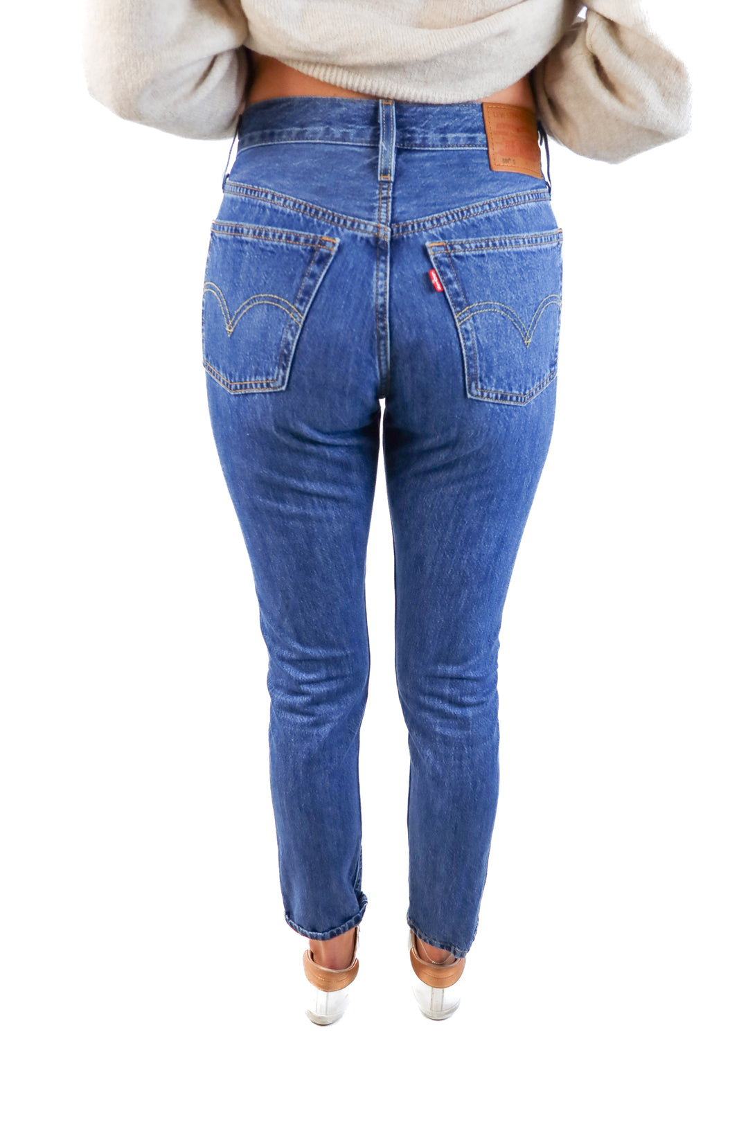 Levi’s medium wash straight leg jeans (W25/L30; retails for $98)