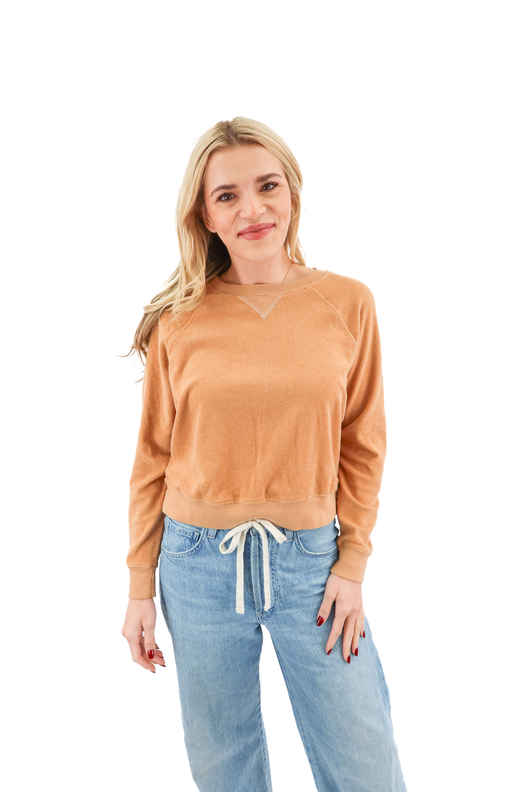 ascot and hart brown terry cloth crewneck (m; retail $64)
