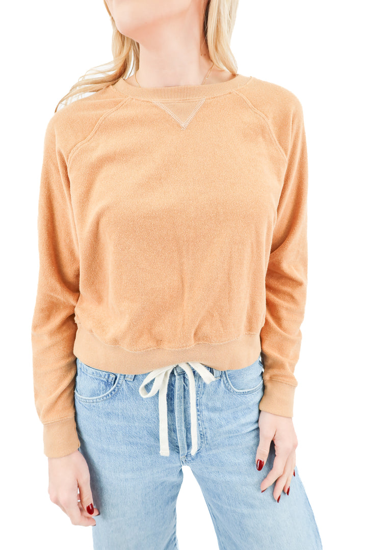 ascot and hart brown terry cloth crewneck (m; retail $64)